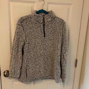 Cozy Sherpa Quarter-Zip Pullover - Light Gray